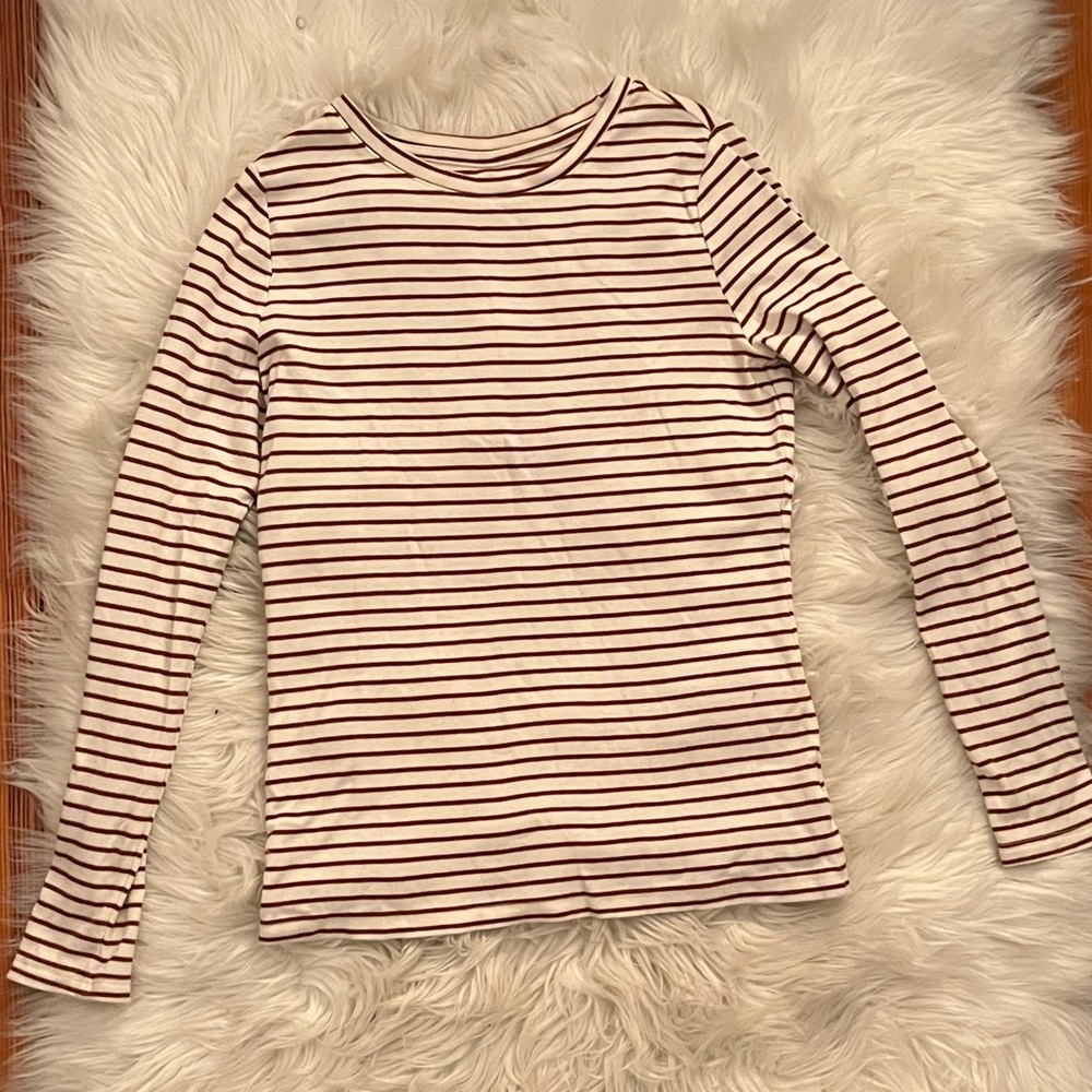 Burgundy +White Striped Long Sleeve